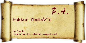 Pekker Abdiás névjegykártya